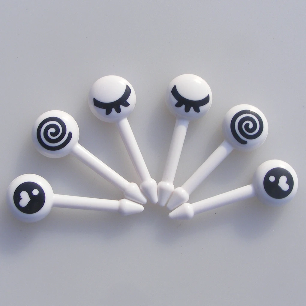 

10pcs/set Mini Eye Cartoon Expression Fruit Fork Plastic Fruit Toothpick For Children