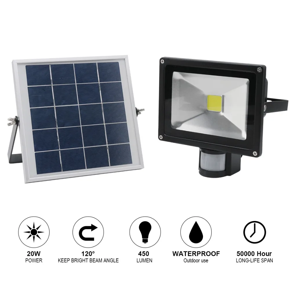 

BORUIT 10W/20W LED Dark Sensor Solar Flood light Spot light Wall Lamp Outdoor Waterproof Path Emergency Lighting For Garden Yard