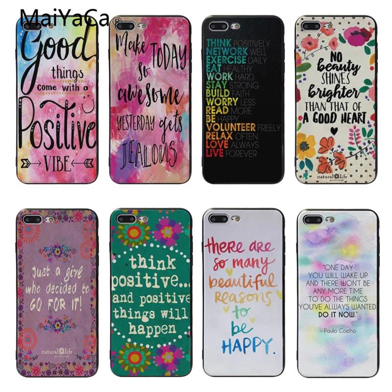 

MaiYaCa Positive Sayings Positive Words Think Happy be Happy Designs cover case For iphone 6s 7 8 8plus X XS XR XSMax Phone case
