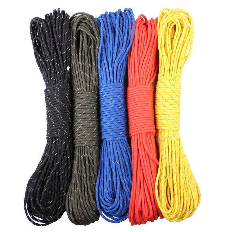 CAMPINGSKY 550 عاكس Paracord في المظلة الحبل الحبل خيمة حبل مل المواصفات النوع الثالث 7 ستراند Paracord للمشي التخييم