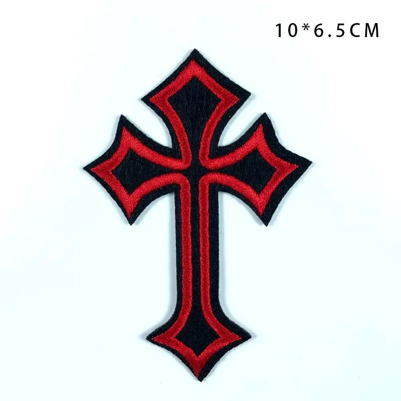 10 шт./лот Рыцари Тамплиер крест щит вытканный крючок на застежке-липучке; Боевая нашивка черный и красный цвета Иисуса термонаклейки значок - Цвет: a