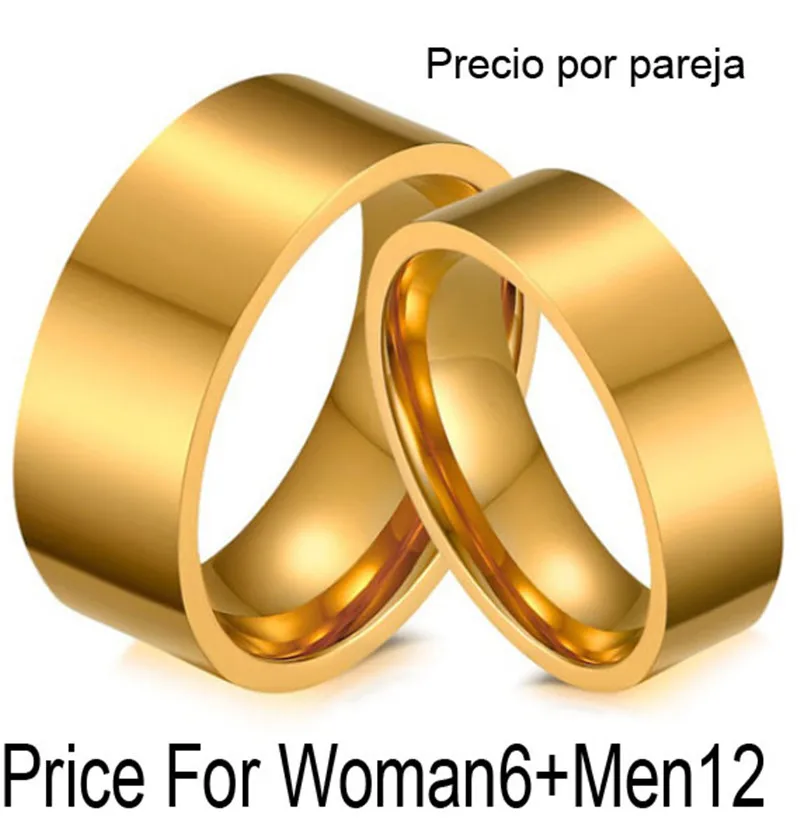 Кольца для пар, Золотое обручальное кольцо для мужчин и женщин, Alliance, для мужчин, для свадьбы, ювелирные изделия - Цвет основного камня: Woman6Men12