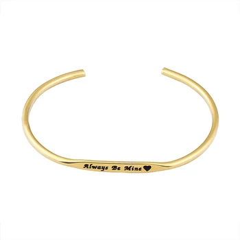 

10PCS Stainless Steel Inspirational Quote "Always Be Mine" Arm Cuff Bangles for Women Men Manchette Bar Letter Mantra Jewelry