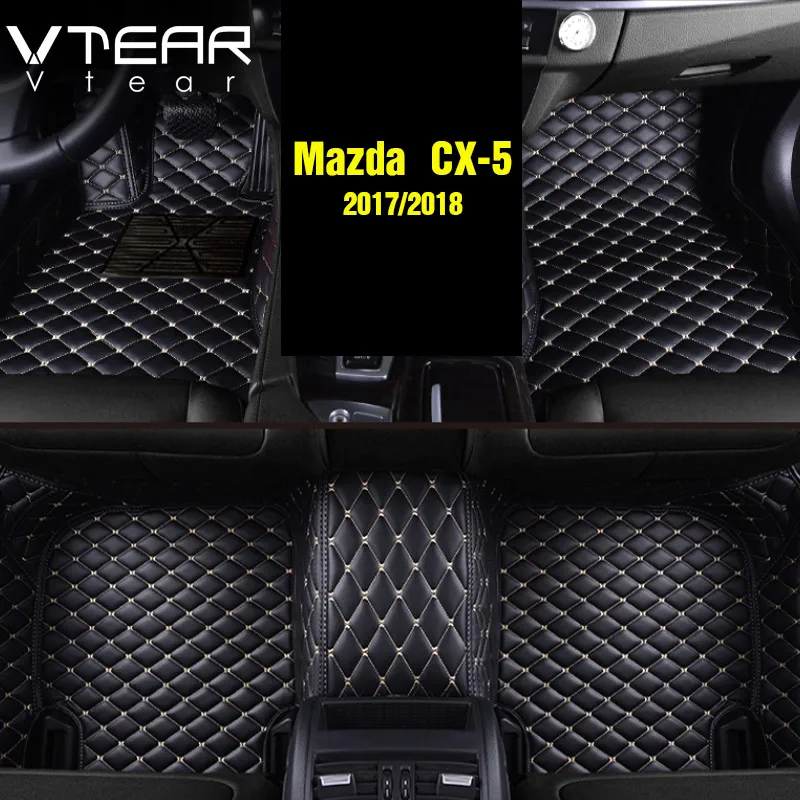 

Vtear For Mazda CX-5 CX5 2017 2018 2019 Leather Floor Mats Carpets interior pad waterproof rugs accessory products car-styling