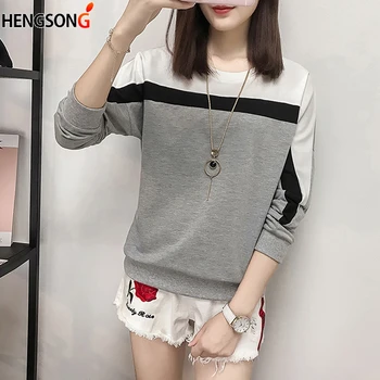 

2018 Autumn Winter Long Sleeve T shirt Women Tops T-shirt Women T-shirt O-neck Loose Casual Tee Shirt Femme Plus Size