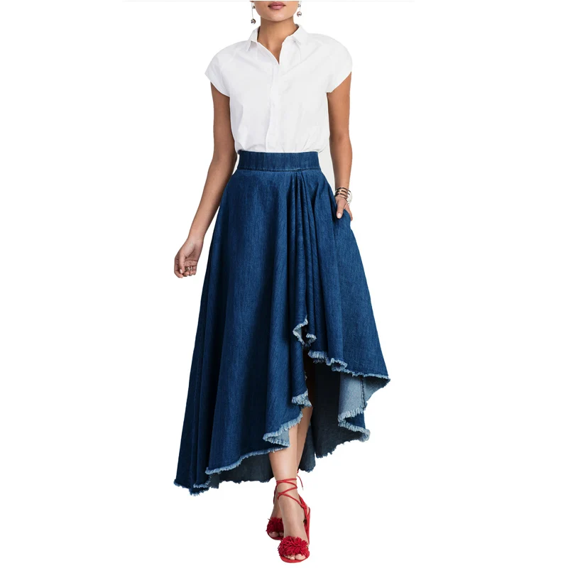 Aliexpress.com : Buy Blue Denim Skirts Women Fashion Ripped ...