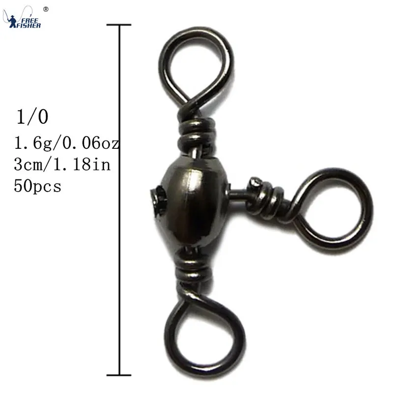 Free Fisher 50 шт./компл. вращающийся Вертлюг 1/0 твердые кольца из нержавеющей