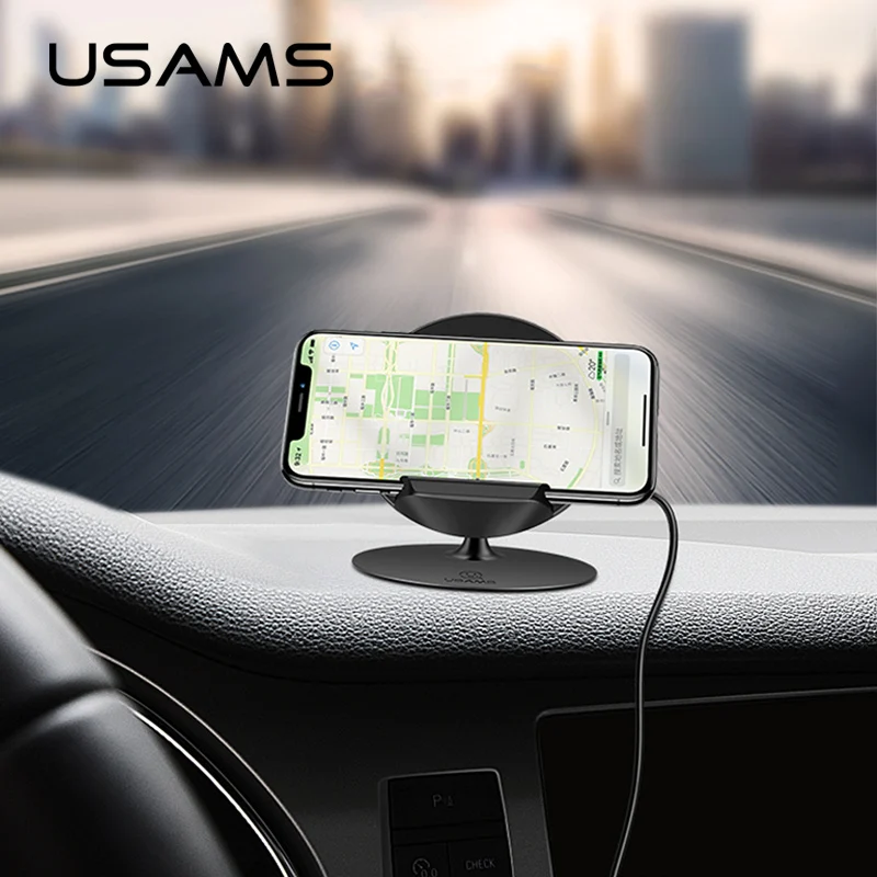 

2 in 1 Qi Wireless Charger Central Control Console Car Phone Holder USAMS 10W 9V Fast Charge Car Phone Bracket Wireless charging