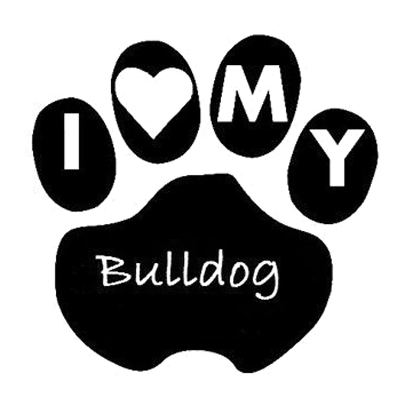 

9.3*9.1cm I Love My Bulldog Paw Print Heart Funny Car Stickers Vinyl Decals Black/White Decor for Vauxhall Nissan Suzuki Hyundai