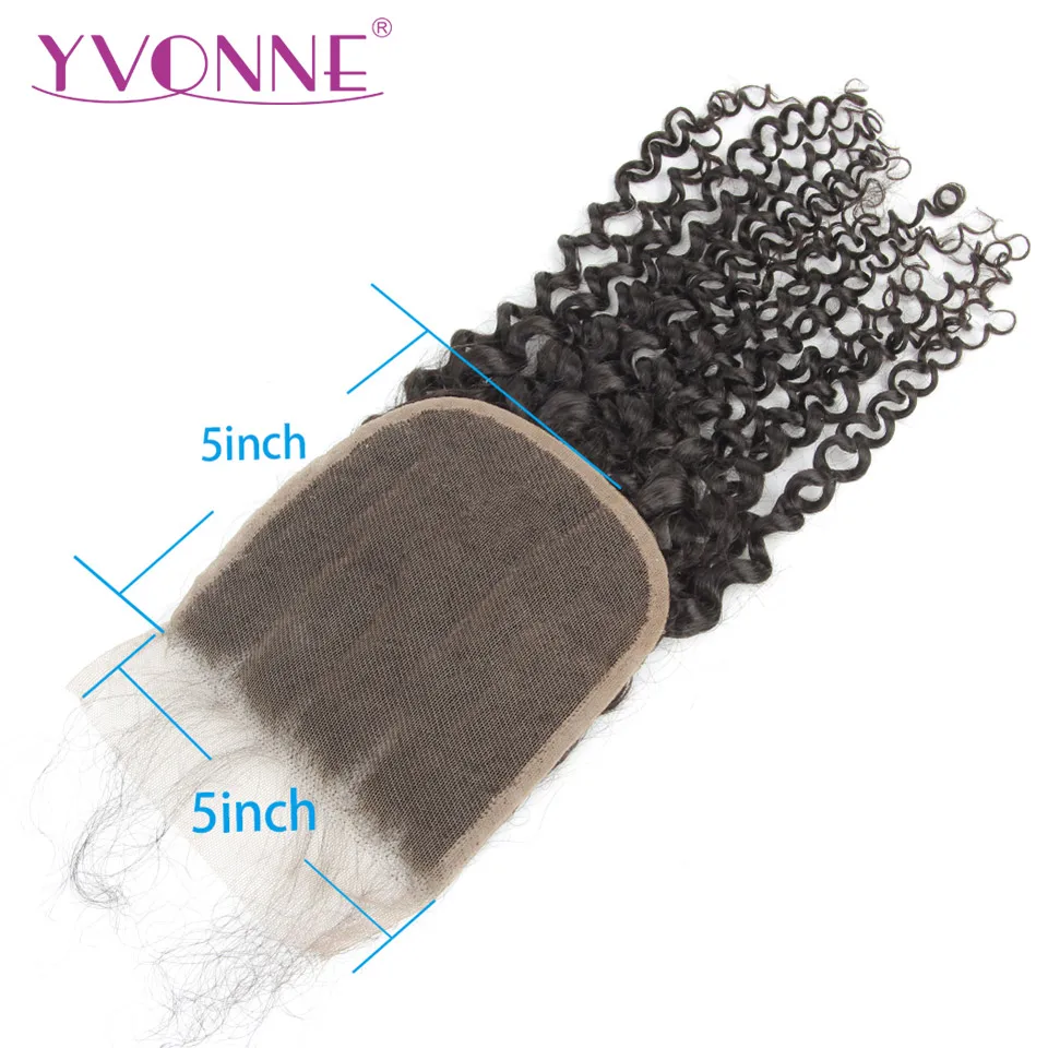 

YVONNE Malaysian Curly 5x5 Lace Closure 100% Human Hair Closure Brazilian Virgin Hair Free Part Natural Color