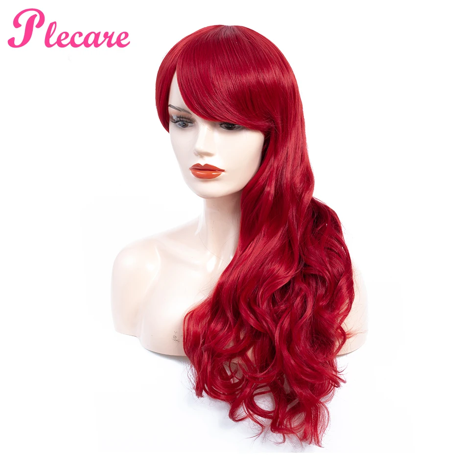 

Plecare Ombre Red Color 150% Heavy Density Synthetic Wavy Wigs Heat Resistant Fiber Long Synthetic Wig For Women Cospaly Wigs