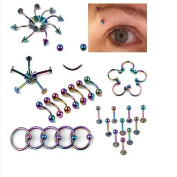 

PINKSEE 12 Styles 120 Pcs Tongue Belly Lip Eyebrow Barbell Rings Stud Body Piercing Jewelry For Unisex Wholesale Dropshipping