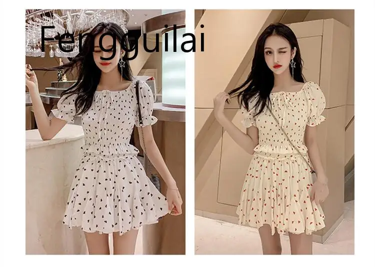 

Womens Tops Skirts 2 Piece Set 2019 Summer New Sweet Polka Dot Pleated Chiffon High Waist Skirt Two Piece Set cute dress