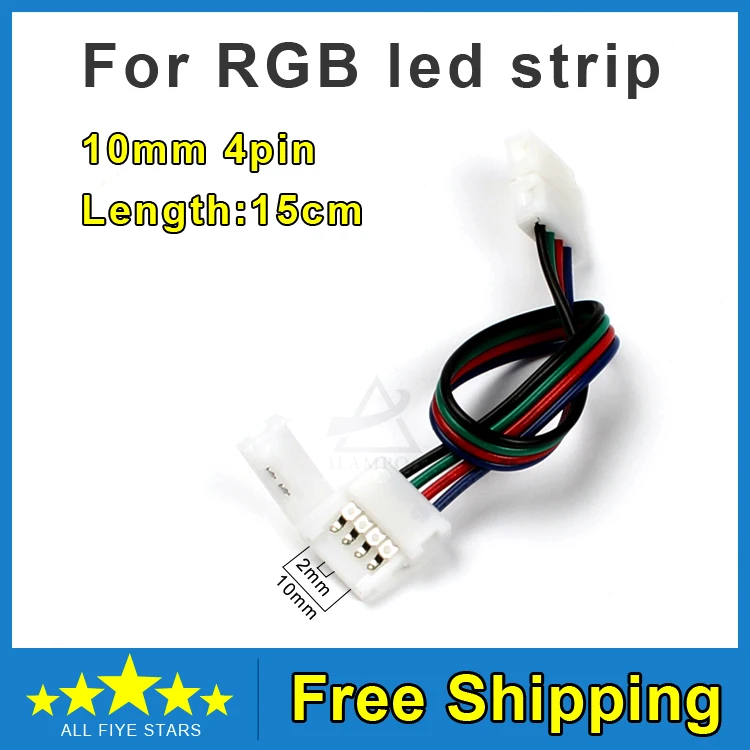 Free Shipping 5pcs/lot LED RGB 4 pin Connector Adapter For 5050 Strip 10mm Width 2 | Освещение