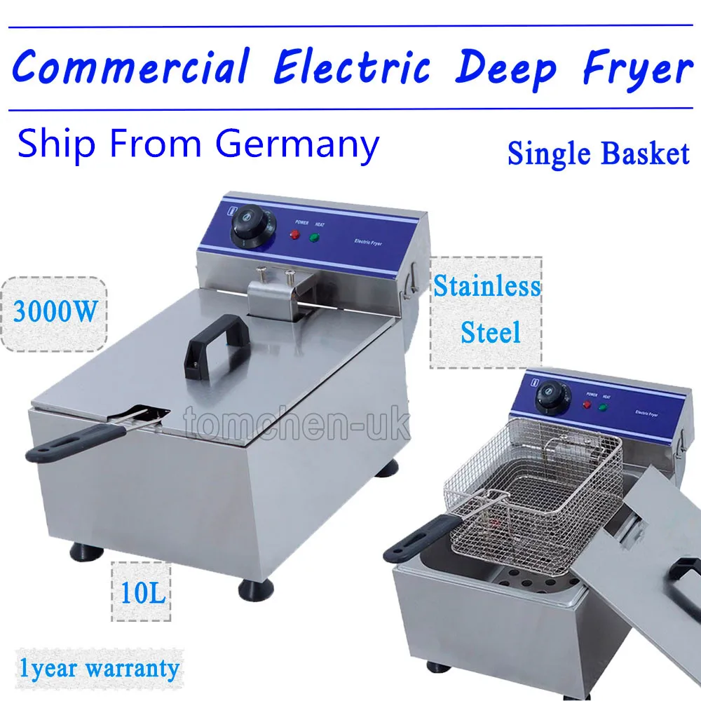 

Home Use 10L Electric Deep Fryer 3KW Stainless steel Manual Control Chicken Frying machine
