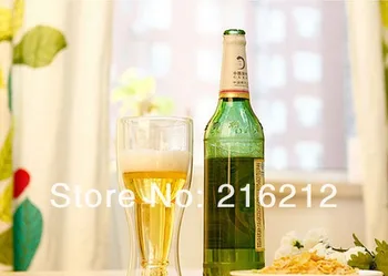 

Double wall borosilicate bottle shape glass cup Novelty Hopside down Beer steins glasses Dima