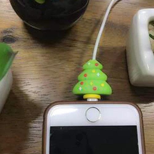 Новое прибытие кабеля укуса Рождество милый кабель протектор мини кабель провода защиты для iphone мультфильм защита зарядки - Цвет: Christmas tree