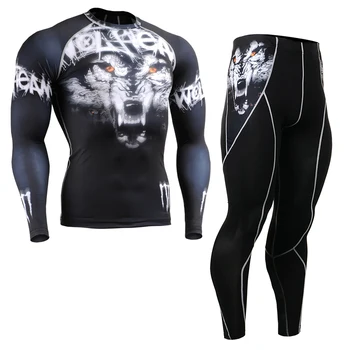 

Men Cycling Base Layers Compression Shirts&Tights Set MMA Workout Fitness Clothing Set Cycling Underwear Quick Dry Life on track
