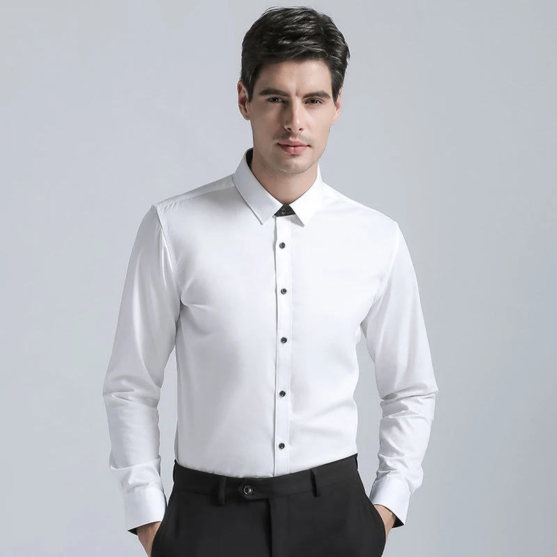 2022 New Arrival Brand Men Regular Fit Dress Shirts High Quality Cotton Blend Long Sleeves Solid Color Mens Business Shirt