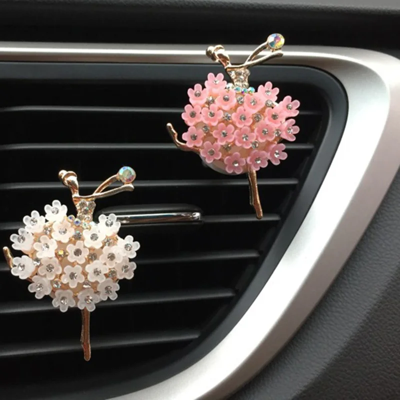 

Car Ornament Auto Outlet Air Freshener Diamond Ballet Girl with Clip Automobiles Interior Air Condition Vent Perfume Decorations