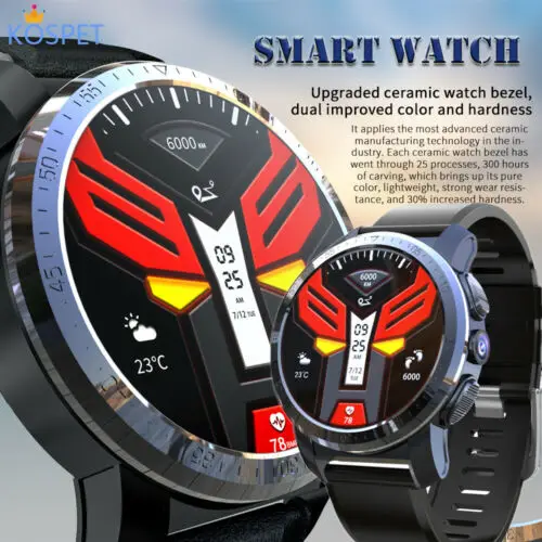 Kospet Optimus Pro 4G Smart Watch 8.0MP Camera 3GB+32GB Dual System GPS Android Heart Rate Fitness Tracker IP67 Men Smartwatch