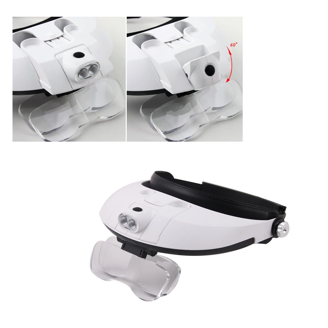 Kopen Hoofdband 5Lens Verrekijker Derde Hand Vergrootglas Licht Sieraden Reparatie Lezen Vergrootglas Tandheelkundige Loepen