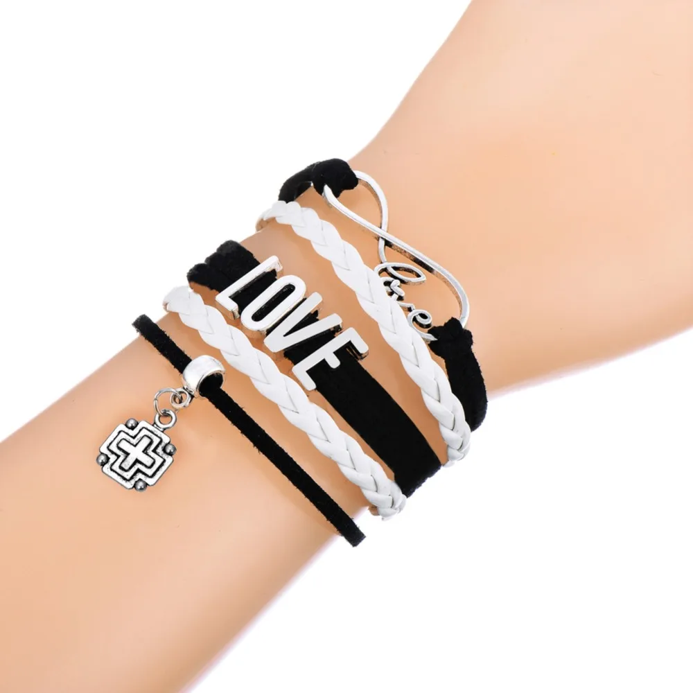 Dawapara Engraved cross religion charm jewelry love fancy bracelet