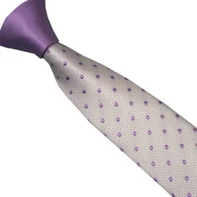 Lammulin Для Мужчин's Галстуки Фиолетовый Узел контрастные расцветки: белый с фиолетовым полка точка жаккарда шейный платок из микрофибры узкий галстук 6 см