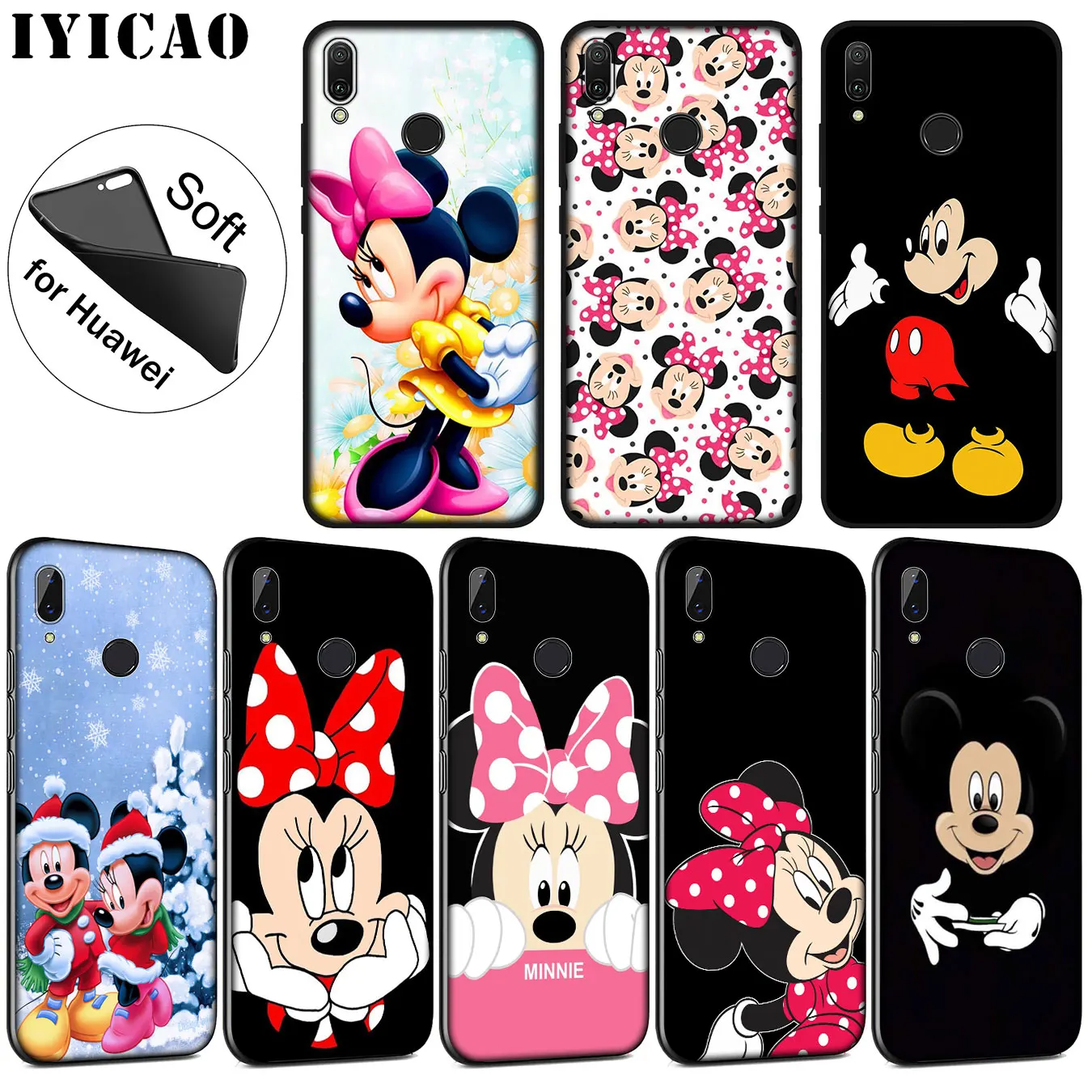 

IYICAO Mickey Minnie Mouse Soft Silicone Phone Case for Huawei P30 P20 Pro P10 P9 P8 Lite Mini 2017 2016 2015 P Smart 2019 Cover