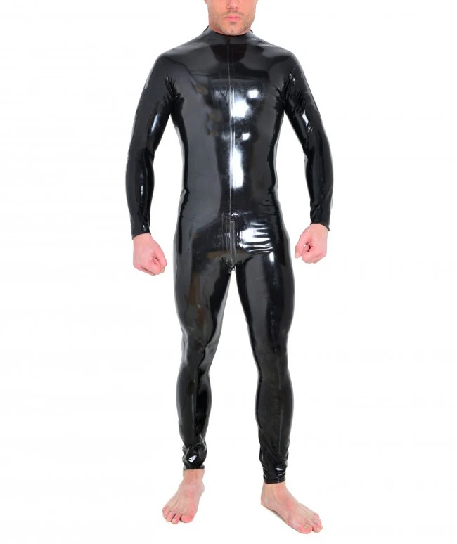 0.6MM Thickness Shiny Black Catsuit Tight Latex Rubber Bodysuit With