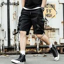 Летние уличные карго шорты мужские Свободные повседневные Черные шорты в уличном стиле хип-хоп летние брюки мужские стимпанк японские шорты S6T128