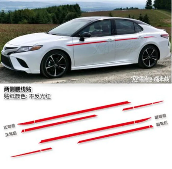 Автомобильные наклейки для Toyota Camry- с цветными полосками, Модифицированная Автомобильная наклейка, пленка для украшения внешнего вида