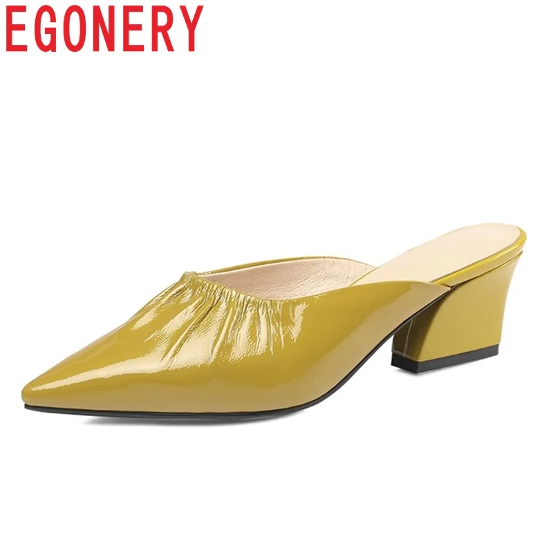 

EGONERY fashion sexy pointed toe women shoes high heels plus size ladies shoes 2019 ladies grace dress party slippers size 33-40