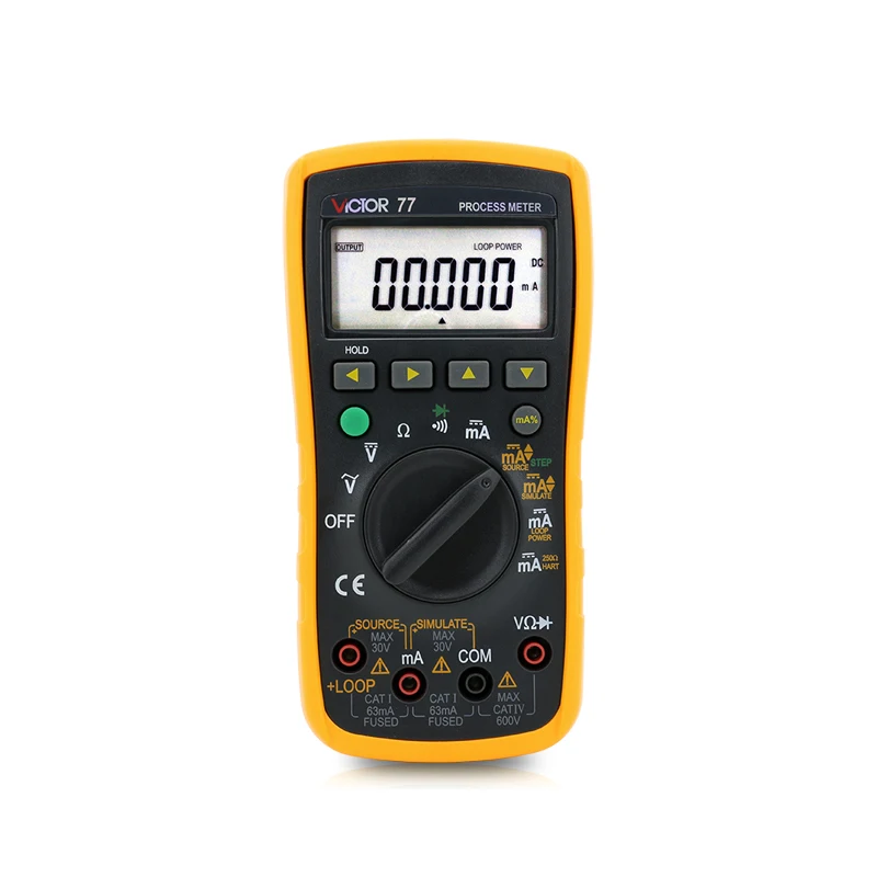 

Victor VC77 Process Calibrator Analog Output 0-20mA Simulate Transmitter 0 to -20mA Loop Supply 24V Digital Multimeter DMM