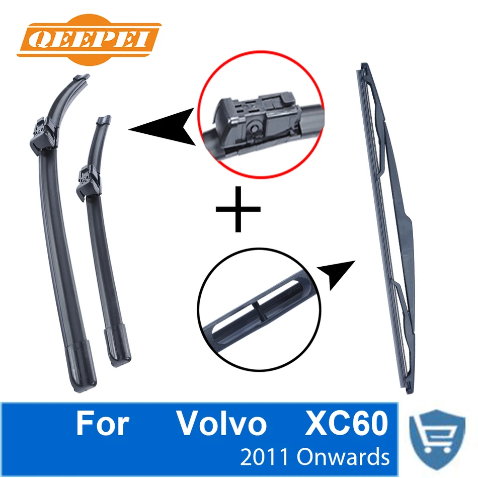 QEEPEI Front and Rear Wiper Blade no Arm For Volvo XC60 2011 Onwards