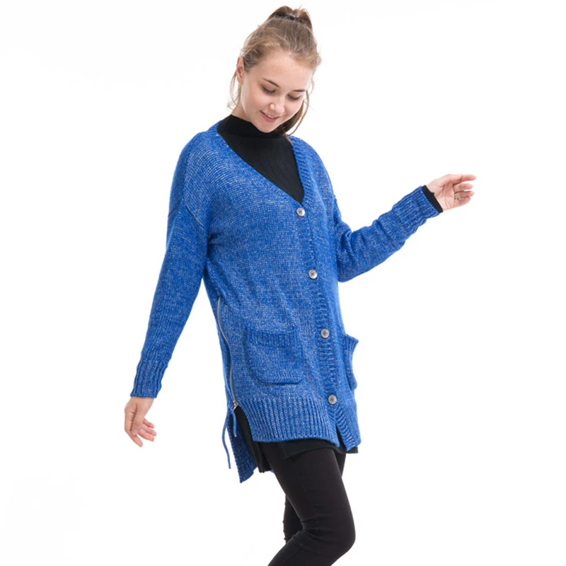 2019 New Woman Sweater fashion Cashmere Kintted Shawl Women Poncho Zipper Coat Pocket Capes