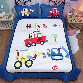 

White blue bedding sets car quilt cover Cartoon 100% Cotton Bed Sheet Twin Queen King Size Duvet Cover Set children bedclothes