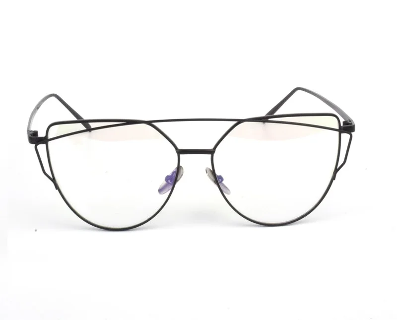Хит, новинка, кошачий глаз, солнцезащитные очки для женщин, брендовые, дизайнерские, модные, двухлучевые, розовое золото, зеркальные, кошачий глаз, солнцезащитные очки для женщин, UV400, 195 - Цвет линз: Black Frame Clear