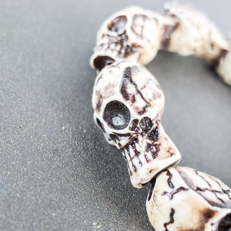 Череп Резьба Мужской Браслет ограничение материал из кости яка кости искусство винтажные браслеты для мужчин# GZ403
