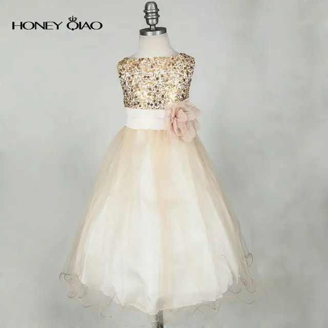 Pink Sequin Flower Girl Dress