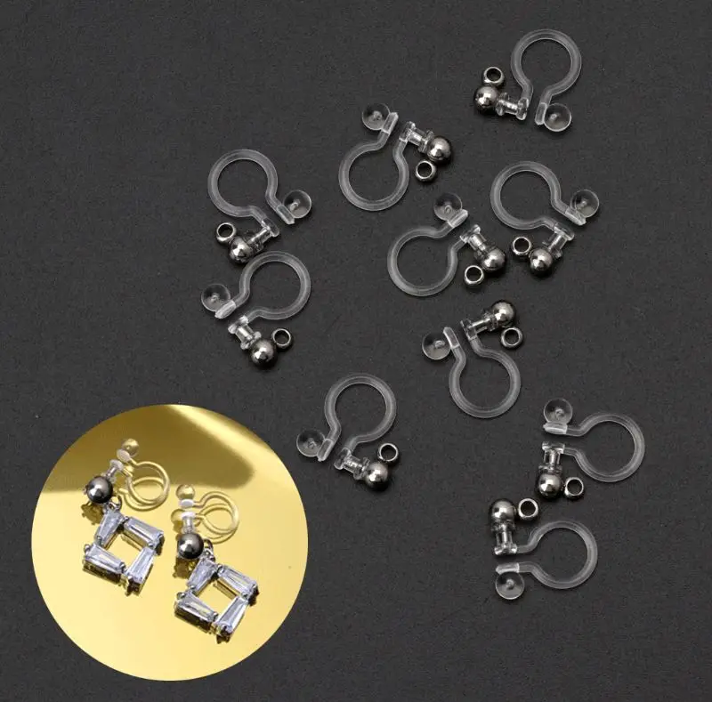 

10Pcs Invisible Clip on Earring Converter Allergy-Free Resin Non Pierced Earring
