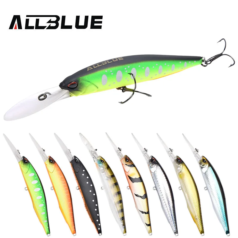 

ALLBLUE New Professional Minnow Fishing Lure JERKBAIT 100DR 15.8g 100mm Deep Diving Suspend Pesca Bass Pike Fishing Hard Bait