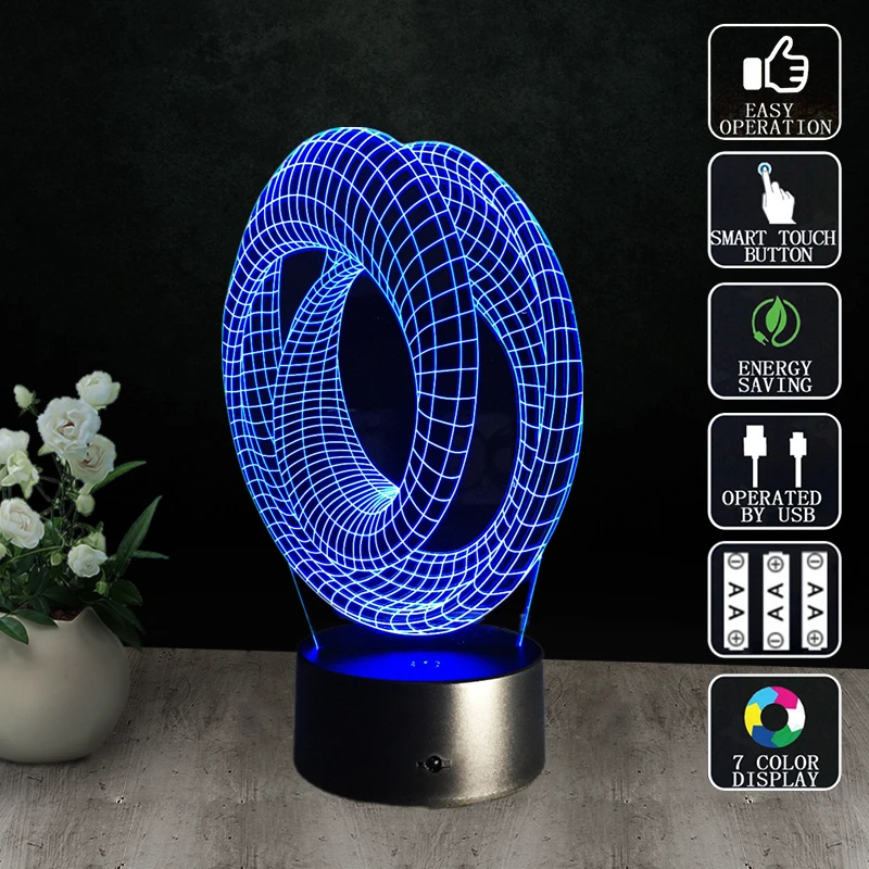 

3D Vision Led Nightlights USB Desk Lampara Creative Touch fixtures Multi 7 Color Change Luminaria de mesa Creative Gadget lampe