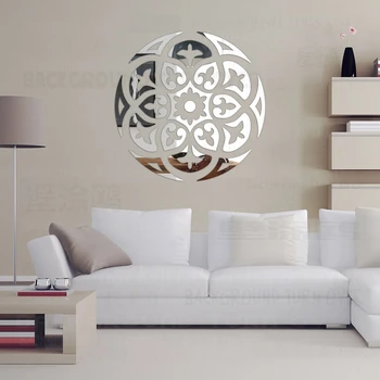 

Mirror Wall Stickers Decals Sticker Walls Bedroom Decoration Decor Flower Petals Chinese Oriental Retro Plate Ring Round R178