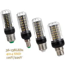 Светодиодный лампы E27 E14 SMD 4014 Lamparas Светодиодная лампа 36 72 96 138 светодиодный s лампада светодиодный светильник 110 В ампулы свечи Luz более яркий B22 220V