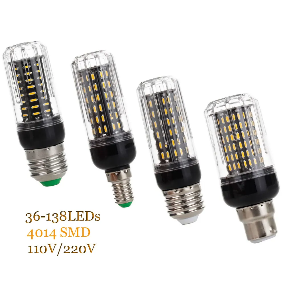 LED Bulb E27 E14 SMD 4014 lamparas LED Light 36 72 96 138Leds Lampada LED Lamp 110V Ampoule Candle Luz More Bright B22 220V