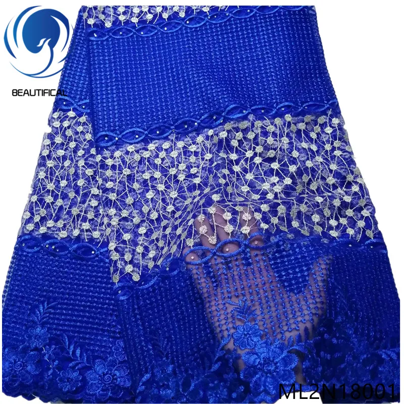 

BEAUTIFICAL Lace Nigerian French Lace Blue 2019 Tulle Net Fabric Lace African cheaper ML2N180