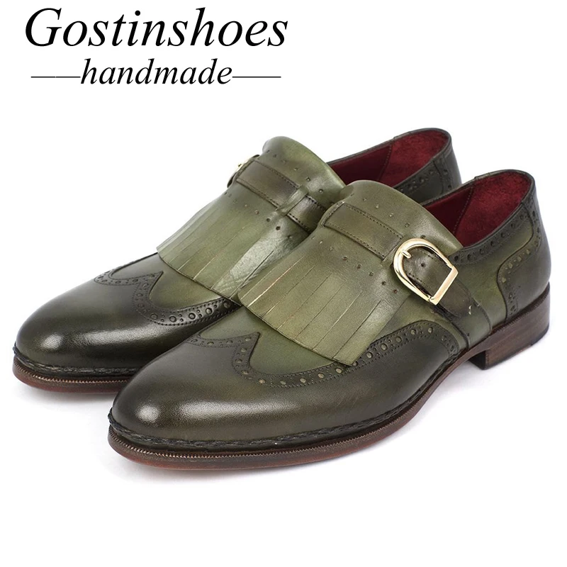 GOSTINSHOES HANDMADE Mens Oxford Shoes For Men Genuine Leather Buckle Strap Tassel Oxford Shoes Goodyear Welted SCT32 GOSTINSHOES HANDMADE Mens Oxford Shoes For Men Genuine Leather Buckle Strap Tassel Oxford Shoes Goodyear Welted SCT32
