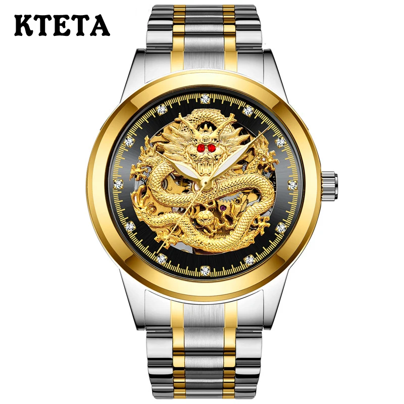 Золотые водонепроницаемые мужские часы из нержавеющей стали с вырезами от ведущего бренда, роскошные прозрачные автоматические механические наручные часы с скелетом