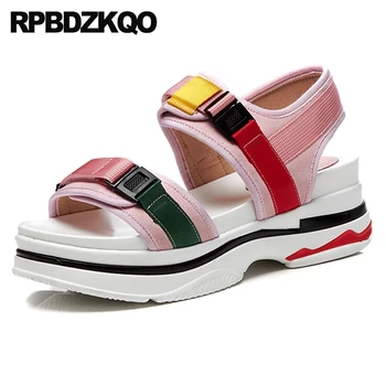 

Pink Sandals Wedge High Heels Famous Brand Flatform Summer Designer Shoes Women Luxury 2017 Female Strap Slingback Ladies Pumps